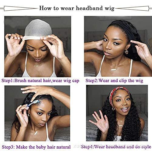 Wholesale Human Hair Headband Wig Natural silky Straight Indian Cuticle Aligned Human Hair Non Lace Closure Wigs For Black Wome